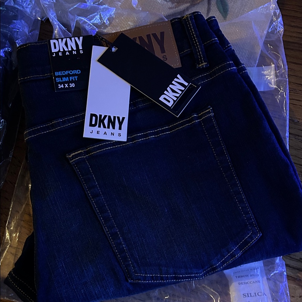 DKNY Men's Bedford Slim Fit Jeans in Dark Blue